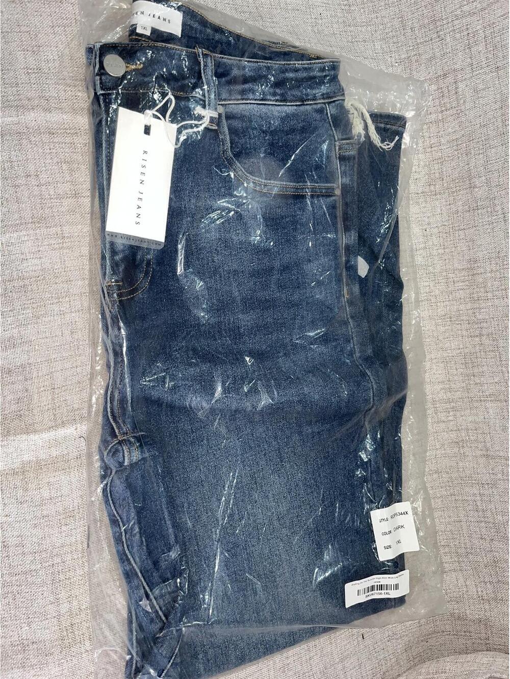 RISEN 1X High Rise Wide Leg Denim Dark RDP5344